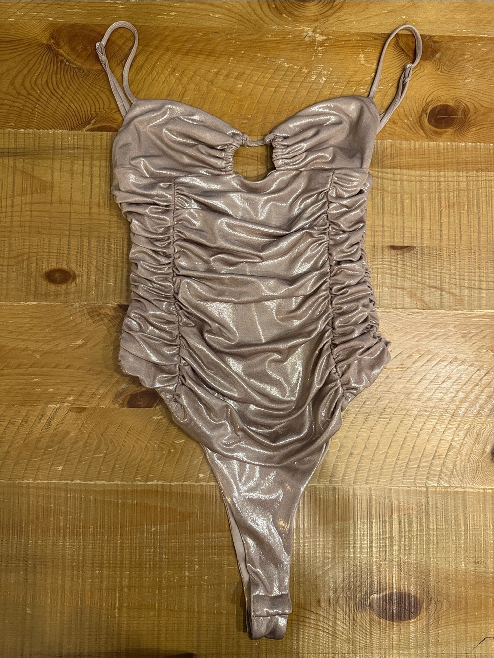 Zara Shimmery Gold Ruched One-Piece Bodysuit